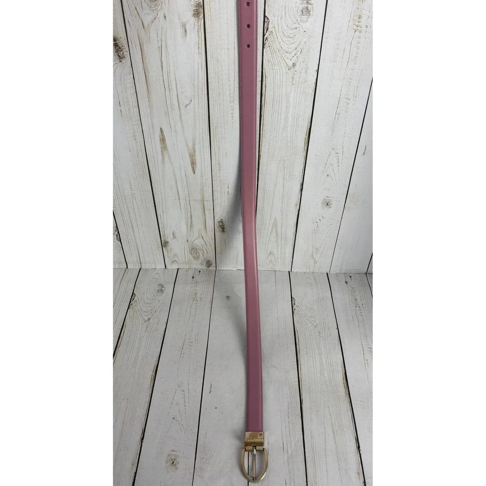 Lauren Ralph Lauren Reversible Leather Belt Mauve Pink Black Gold Buckle Womens